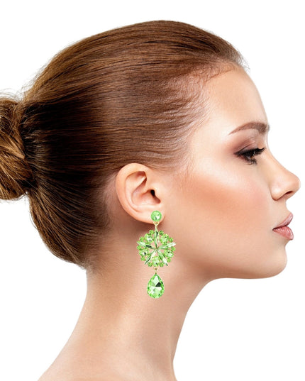 Lime Crystal Burst Earrings