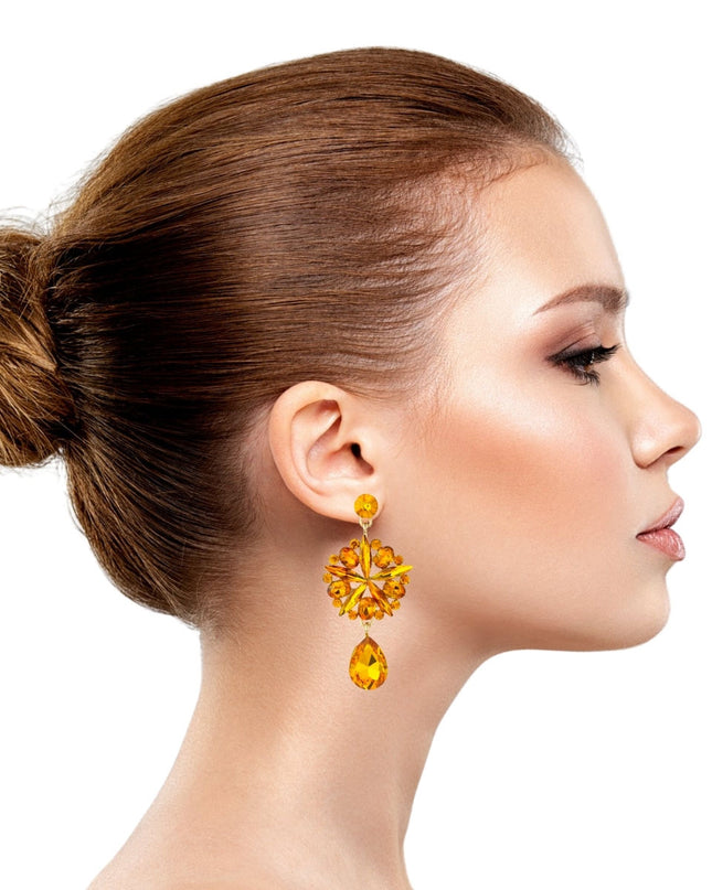 Orange Crystal Burst Earrings