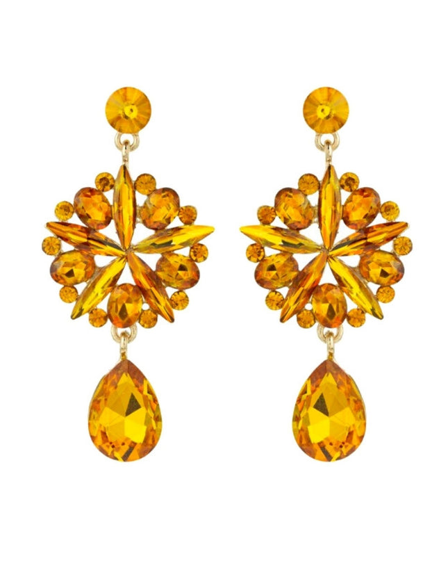 Orange Crystal Burst Earrings