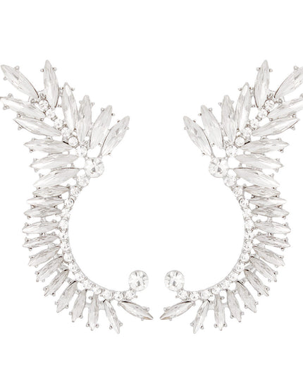 Ear Climber Silver Crystal Vine Earrings for Women