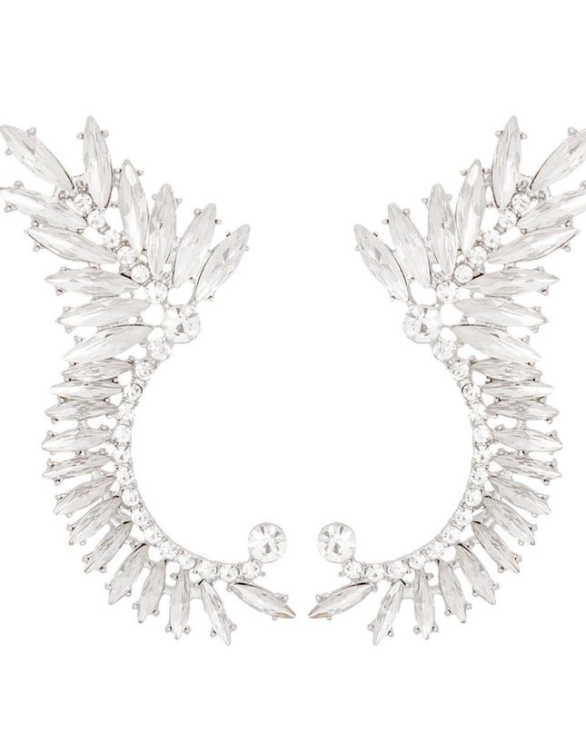 Ear Climber Silver Crystal Vine Earrings for Women