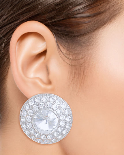 Clip On Small Silver Dome Earrings for Women