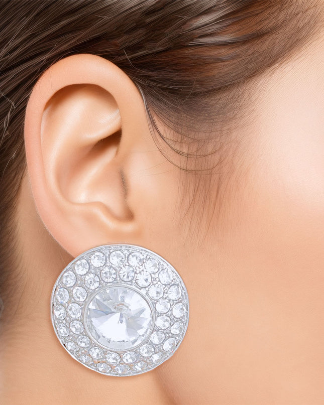 Clip On Small Silver Dome Earrings for Women