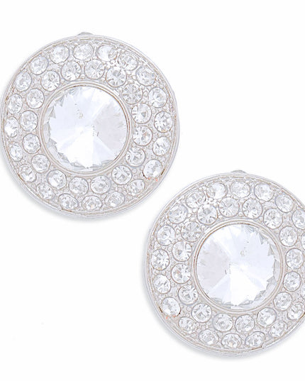 Clip On Small Silver Dome Earrings for Women