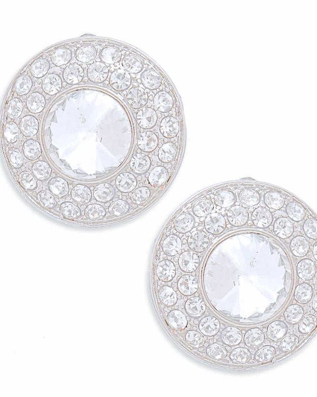 Clip On Small Silver Dome Earrings for Women