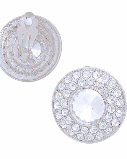 Clip On Small Silver Dome Earrings for Women