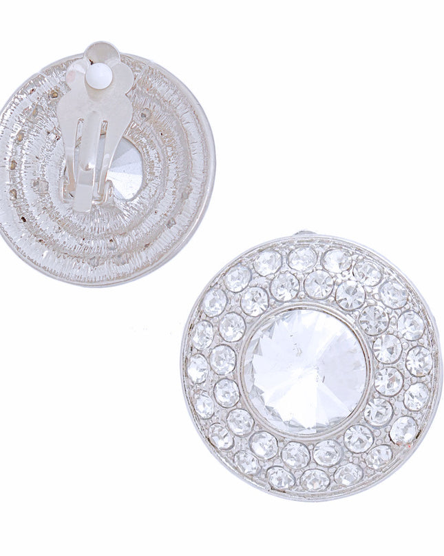 Clip On Small Silver Dome Earrings for Women