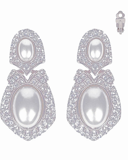 Clip On Silver Elegant Medium Earrings for Women