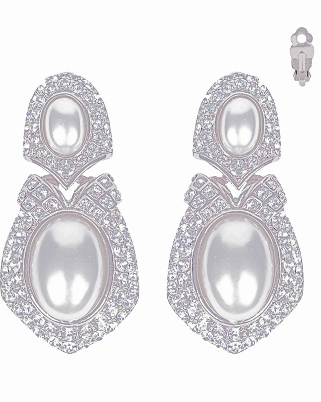 Clip On Silver Elegant Medium Earrings for Women