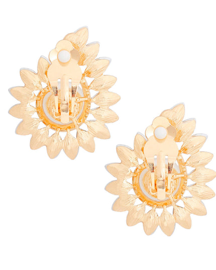 Clip On Medium Gold Hook Pearl Earrings for Women