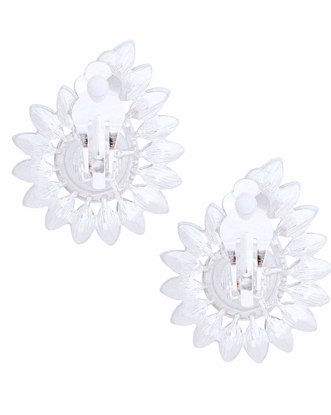 Clip On Medium Silver Hook Pearl Earring for Women
