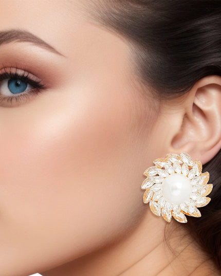 Clip On Small Gold Vintage Pearl Earring for Women