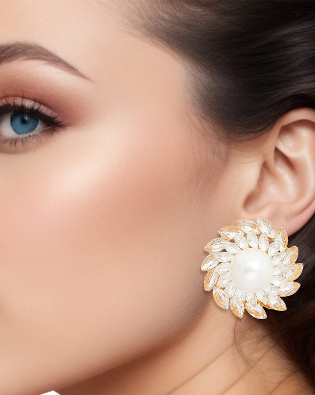 Clip On Small Gold Vintage Pearl Earring for Women
