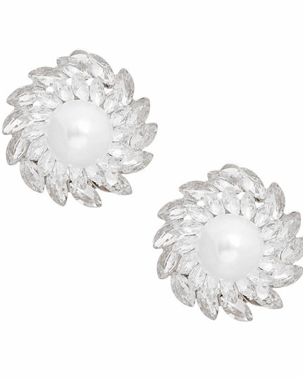 Clip On Small Silver Vintage Pearl Earrings Women