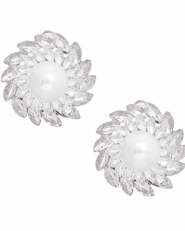 Clip On Small Silver Vintage Pearl Earrings Women