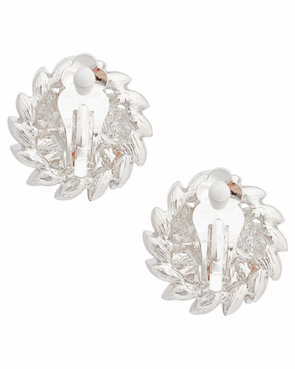 Clip On Small Silver Vintage Pearl Earrings Women
