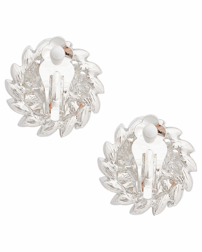 Clip On Small Silver Vintage Pearl Earrings Women