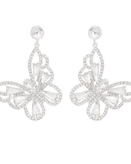 Dangle Silver Large Butterfly Earrings for Women