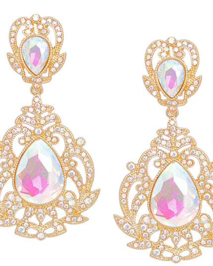 Clip On AURBO Large Crystal Earrings for Women