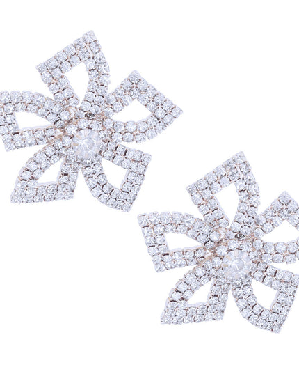 Silver Pave Stone Bow Studs