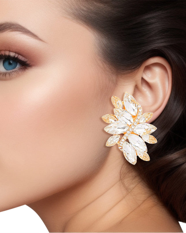 Clip On Gold Marquise Medium Earrings for Women