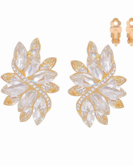 Clip On Gold Marquise Medium Earrings for Women