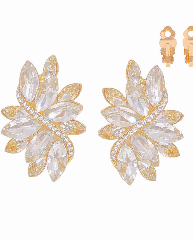 Clip On Gold Marquise Medium Earrings for Women