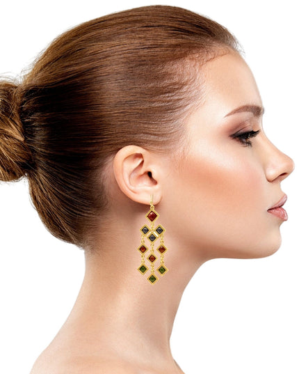 Gold Diamond Resin Earrings