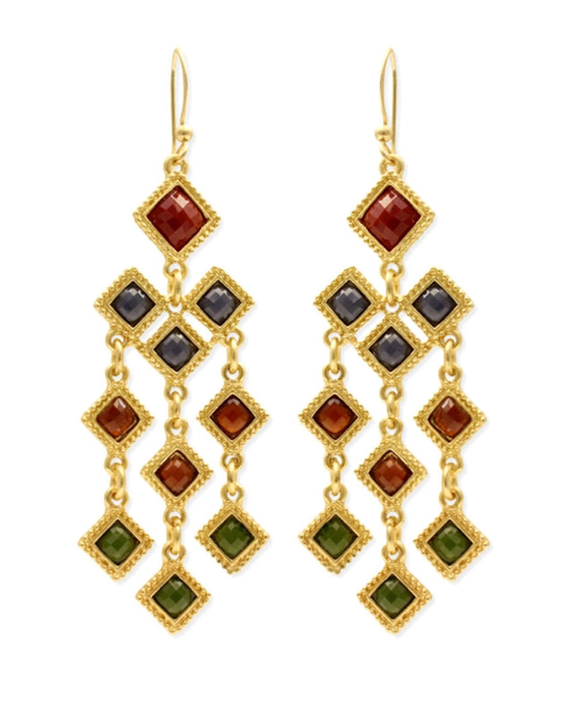 Gold Diamond Resin Earrings