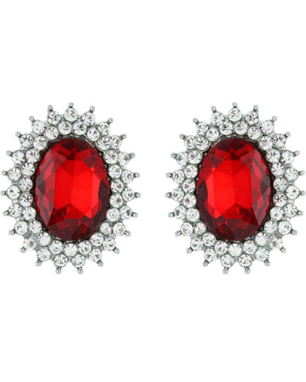 Oval Red Crystal Studs