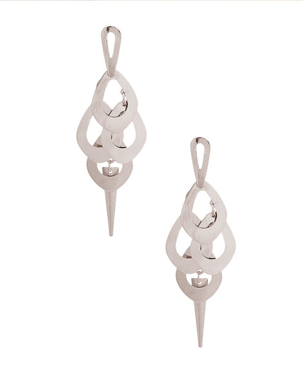 Silver Metal Teardrop Dangle Earrings