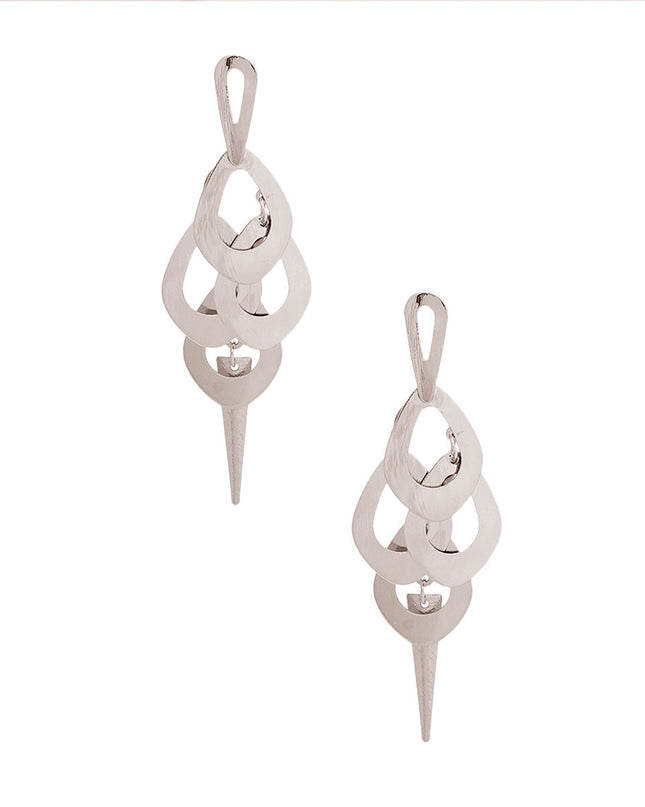 Silver Metal Teardrop Dangle Earrings
