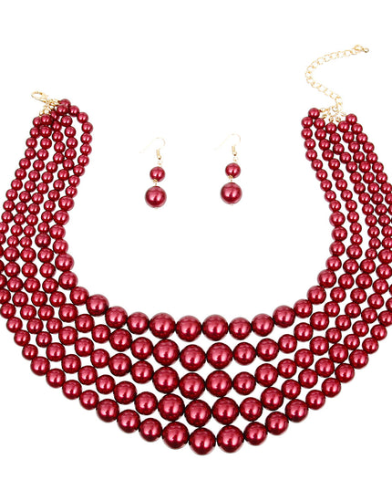 Crimson Pearl Ensemble Necklace Set