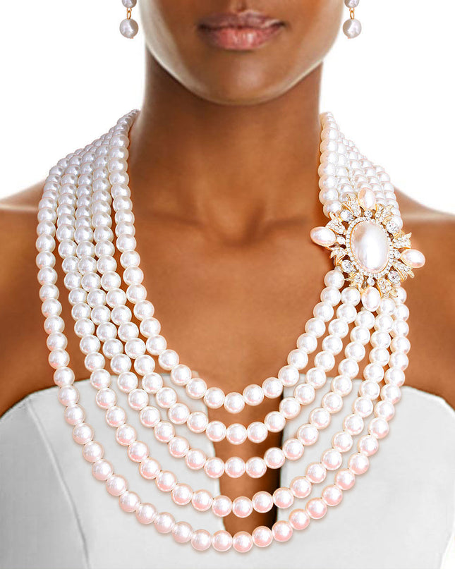Cream 5 Strand Vintage Pearl Set