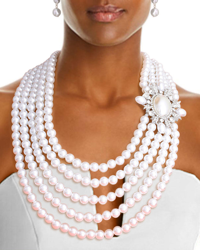 White 5 Strand Vintage Pearl Set