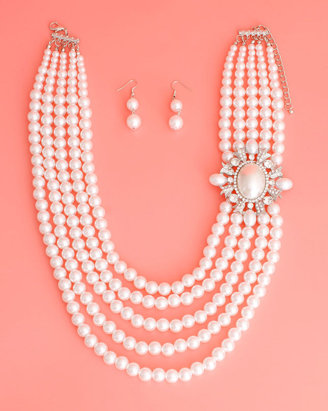 White 5 Strand Vintage Pearl Set