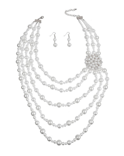 Elegance in White: Pearl Brooch Necklace