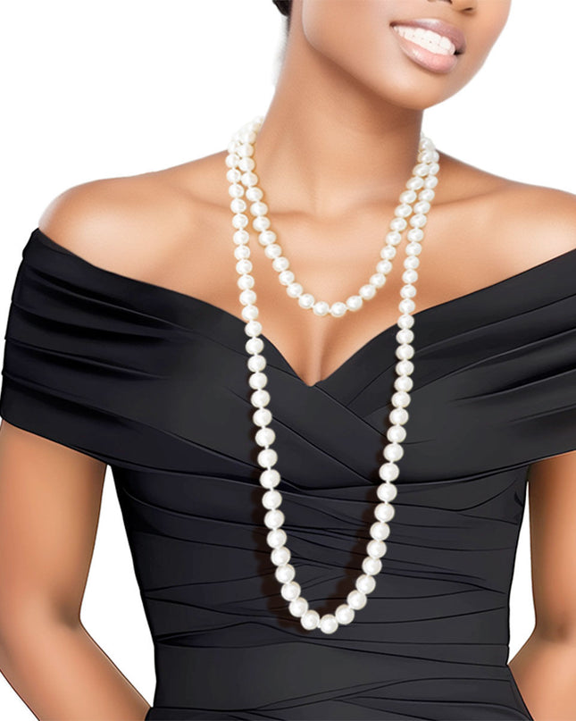 Cream 12mm Endless Glass Pearl Necklace