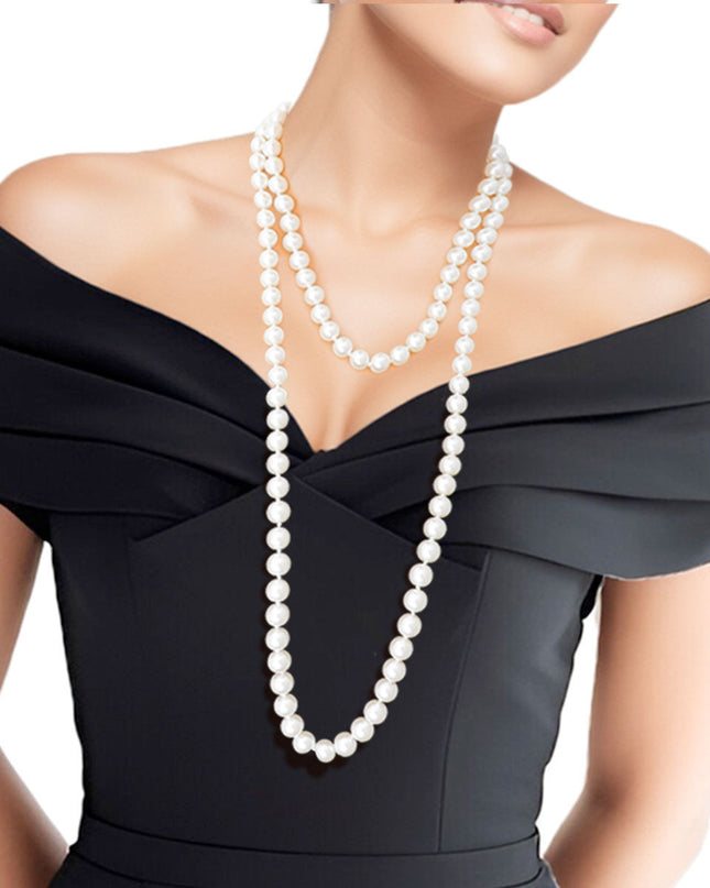 Cream 12mm Endless Glass Pearl Necklace