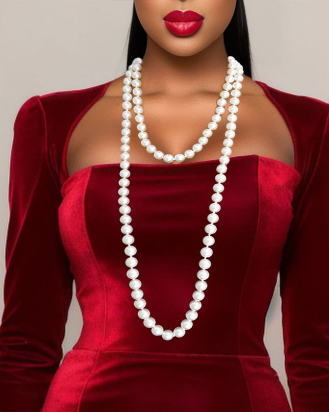 Cream 12mm Endless Glass Pearl Necklace