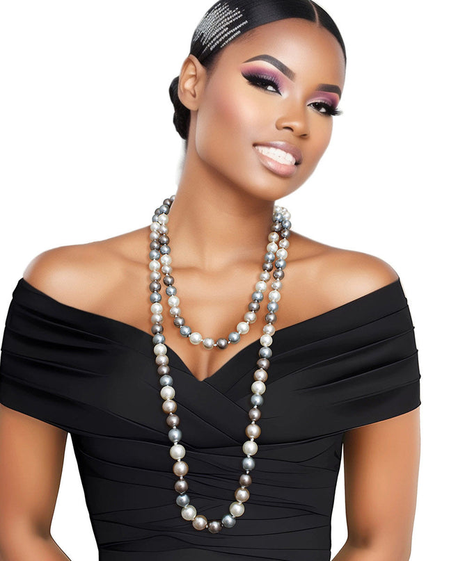 Necklace Multi Glass 12mm Pearls for Women