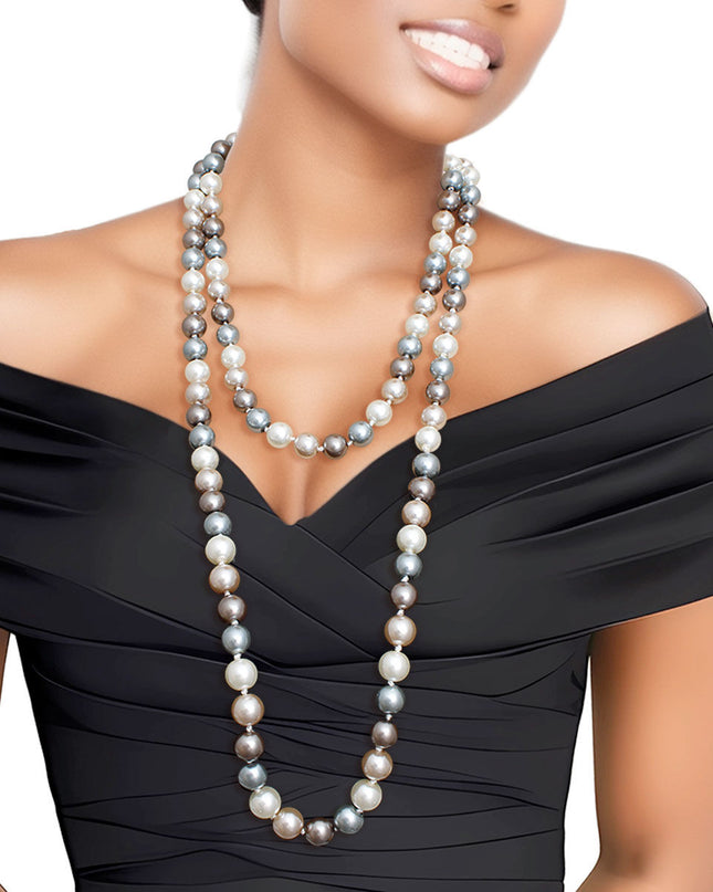Necklace Multi Glass 12mm Pearls for Women