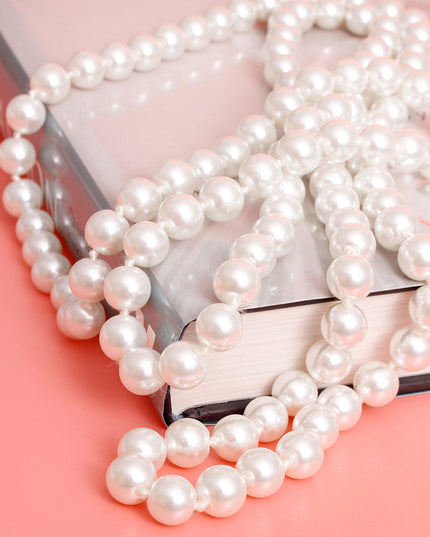 Necklace White Glass 12mm Pearls for Women