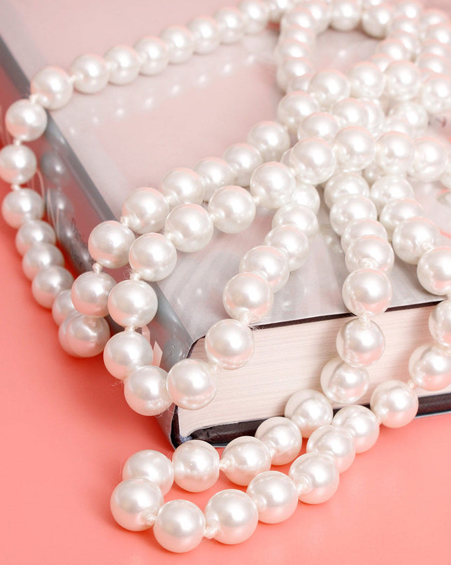 Necklace White Glass 12mm Pearls for Women