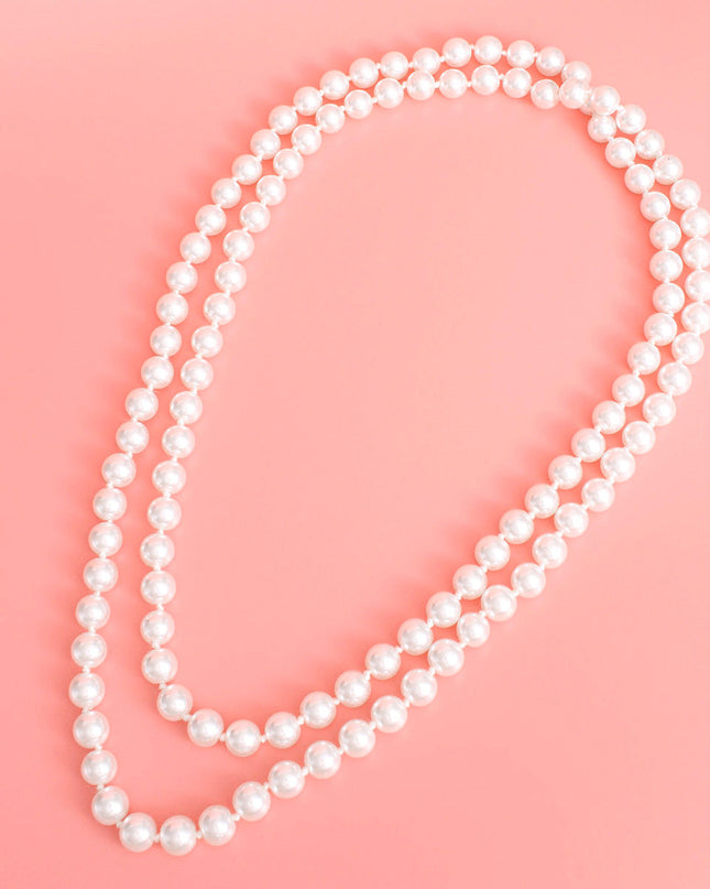 Necklace White Glass 12mm Pearls for Women