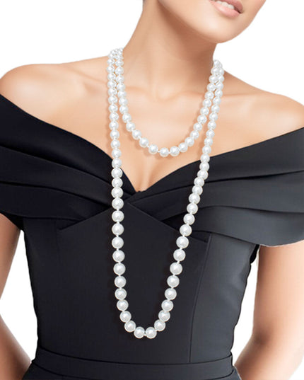 Necklace White Glass 12mm Pearls for Women