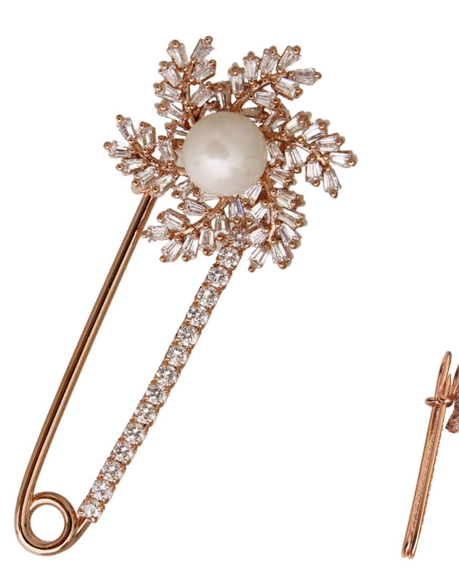 Rose Gold Pearl Pin Brooch