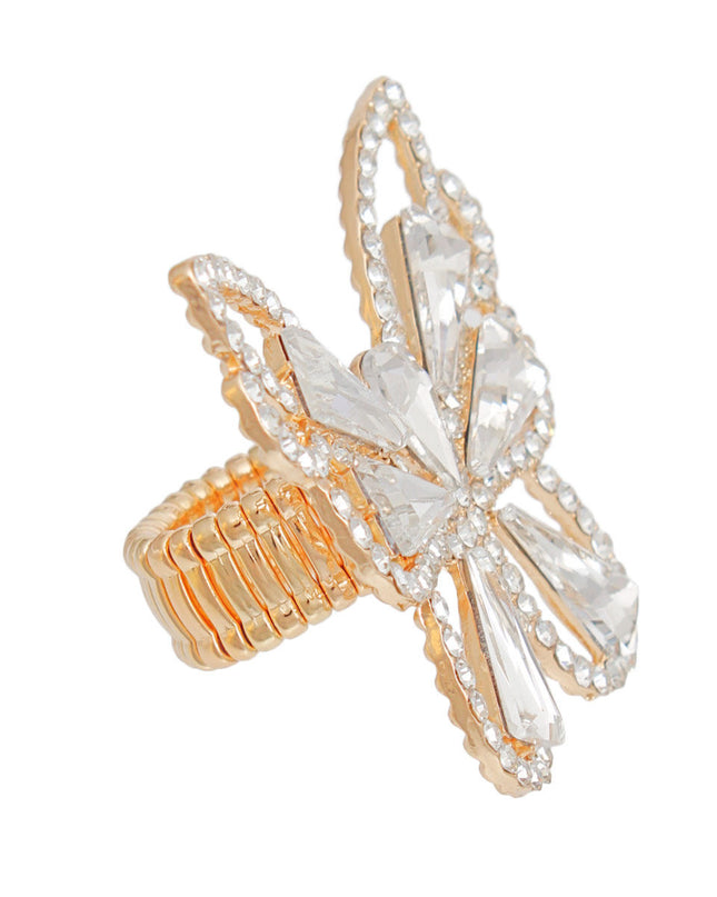Ring Gold Butterfly Crystal Stretch for Women