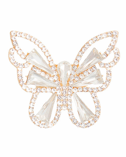 Ring Gold Butterfly Crystal Stretch for Women