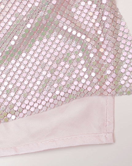 Halter Top Light Pink Metal Mesh for Women